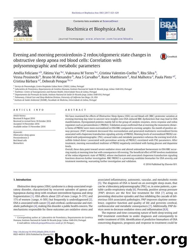 Evening and morning peroxiredoxin-2 redoxoligomeric state changes in obstructive sleep apnea red blood cells: Correlation with polysomnographic and metabolic parameters by unknow