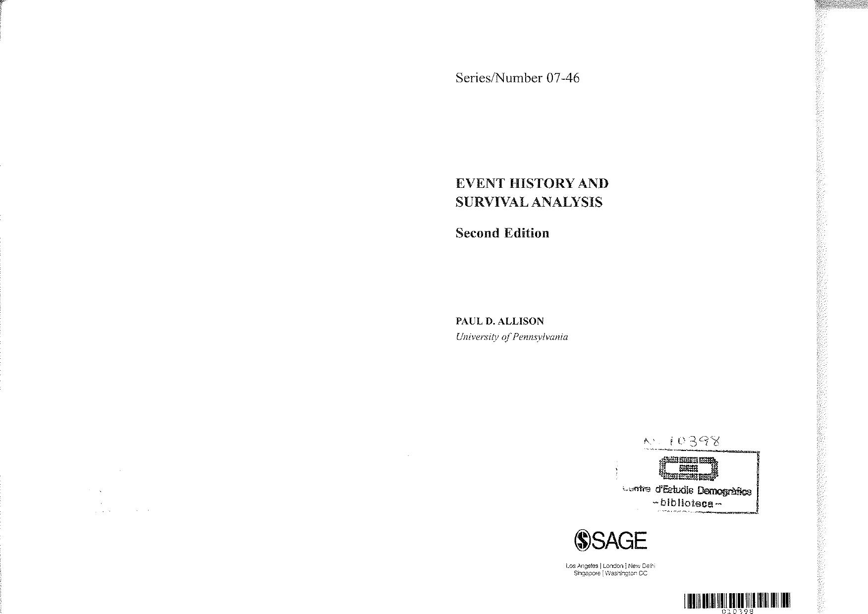 Event History and Survival Analysis (2nd Edition) by Paul Allison