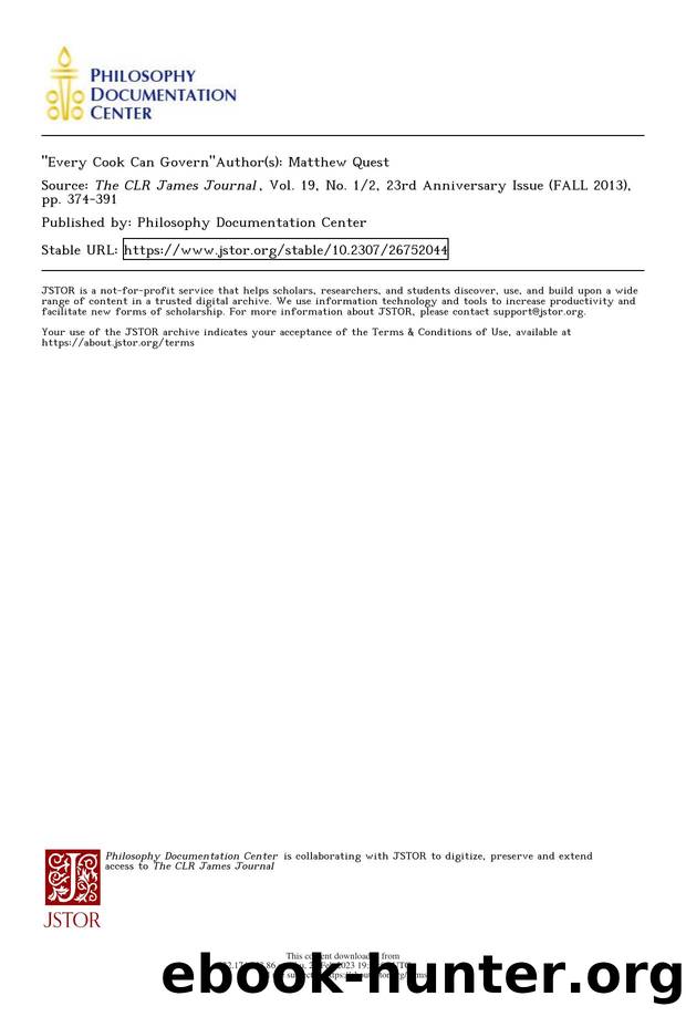 Every Cook Can Govern by Unknown