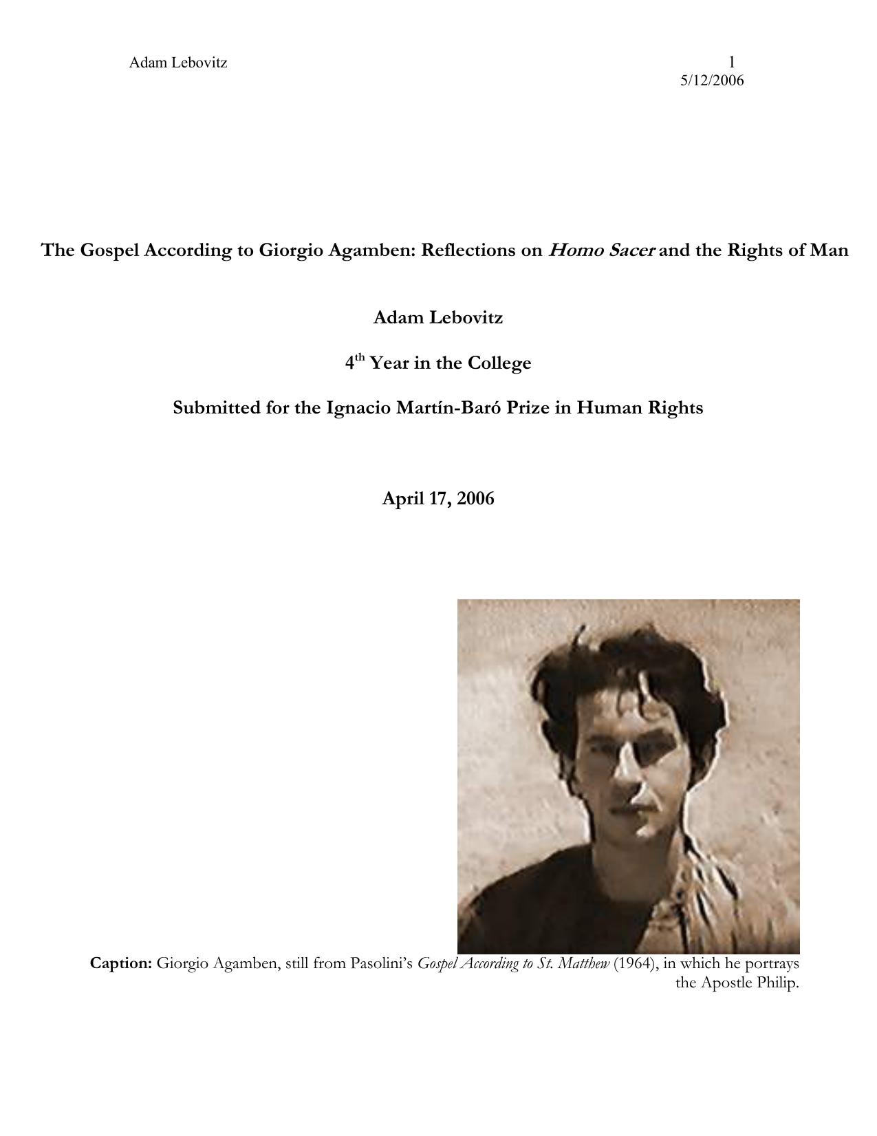 Everything in its Right Place: Giorgio Agamben and Jacques Rancire on the Rights of Man by Adam Lebovitz