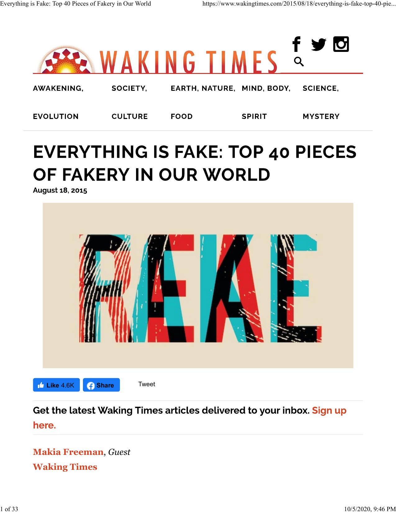 Everything is Fake: Top 40 Pieces of Fakery in Our World by Makia Freeman