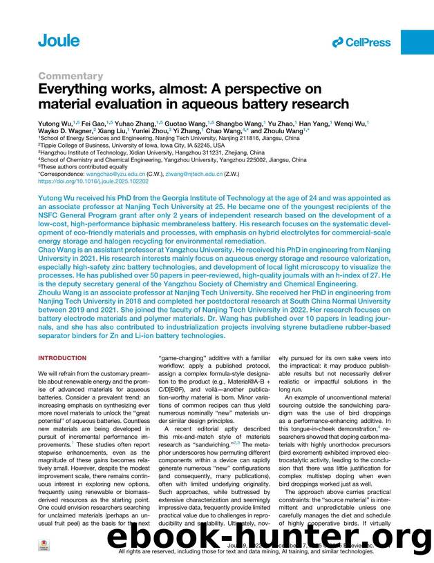 Everything works, almost: A perspective on material evaluation in aqueous battery research by unknow