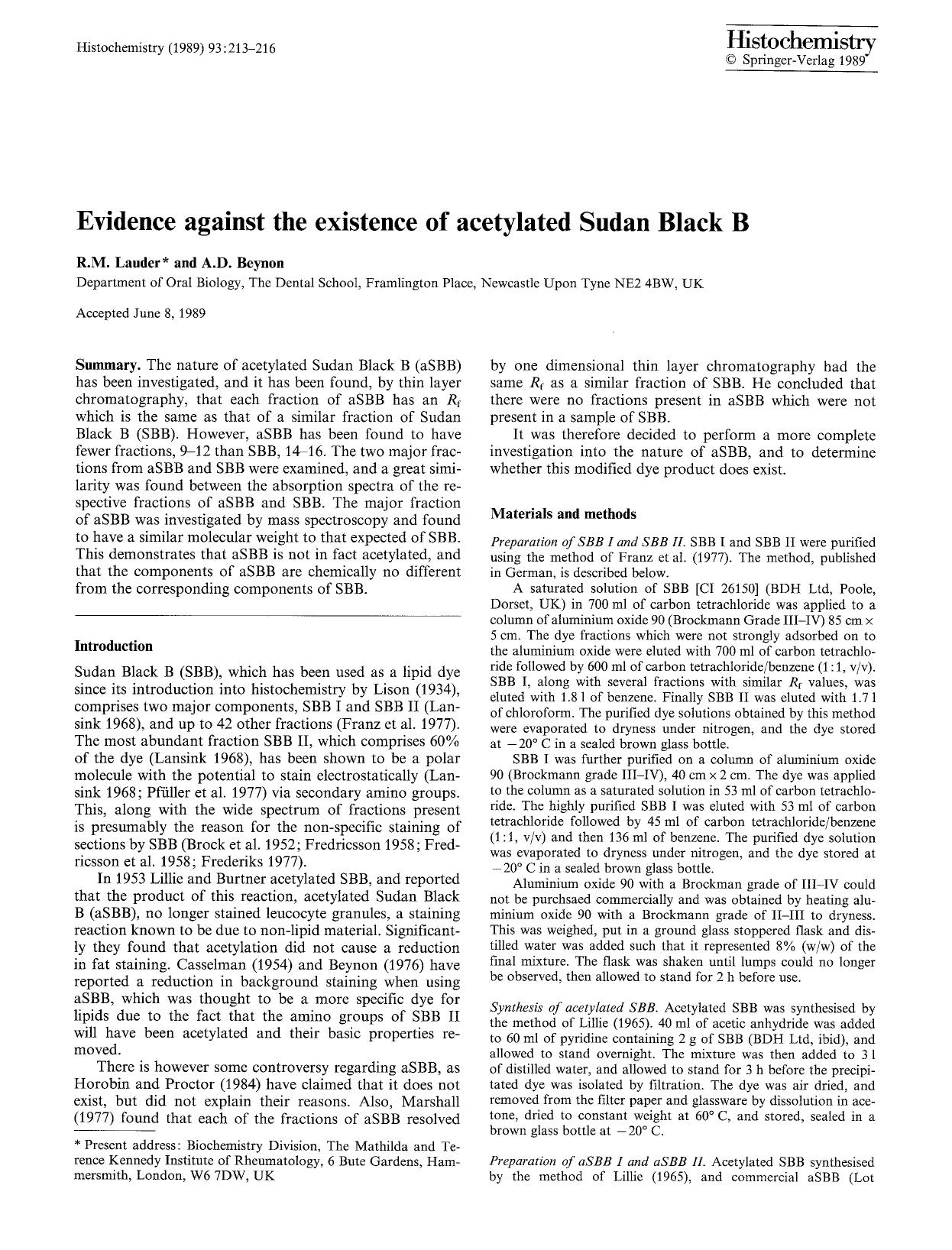 Evidence against the existence of acetylated Sudan Black B by Unknown