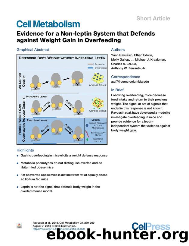 Evidence for a Non-leptin System that Defends against Weight Gain in Overfeeding by unknow