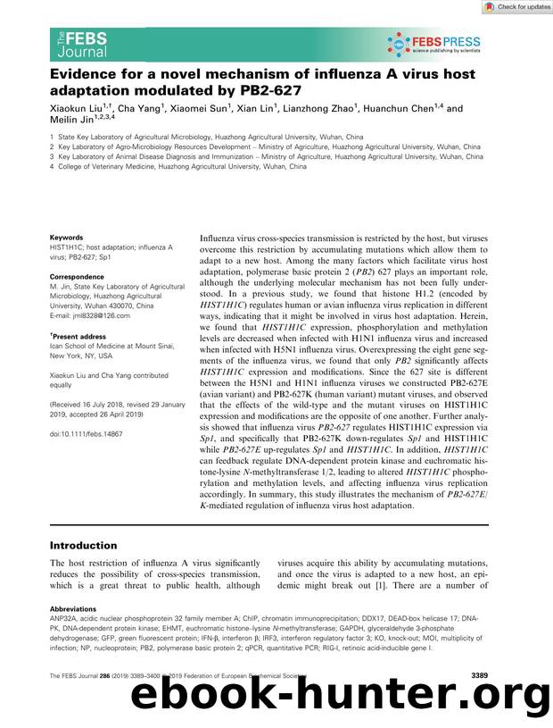 Evidence for a novel mechanism of influenza A virus host adaptation modulated by PB2â627 by Unknown