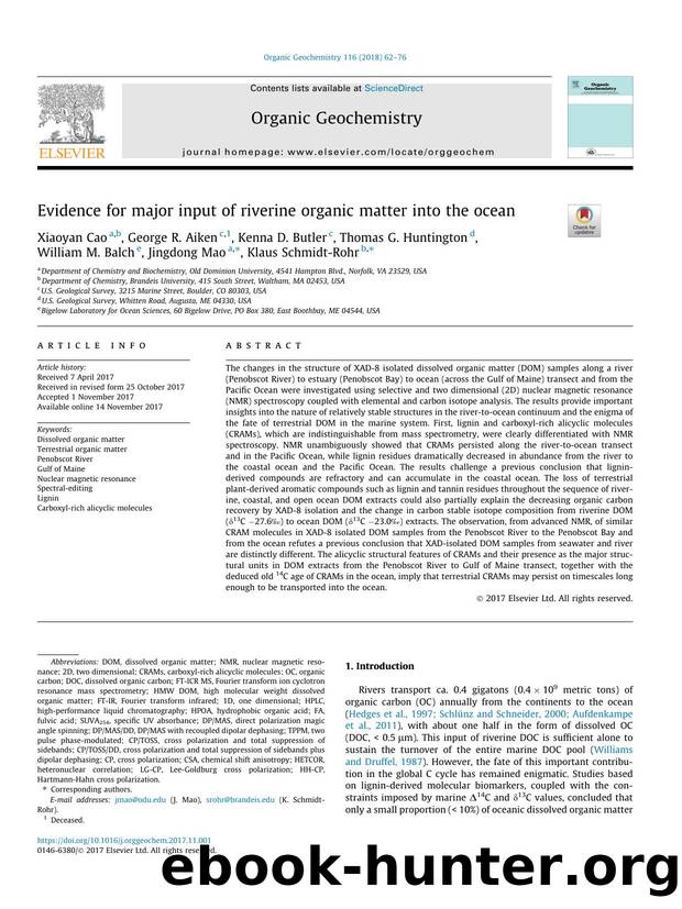 Evidence for major input of riverine organic matter into the ocean by unknow