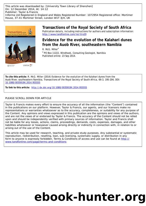 Evidence for the evolution of the Kalahari dunes from the Auob River, southeastern Namibia by R. McG. Miller