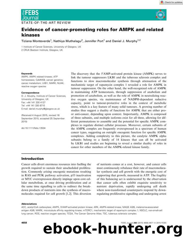 Evidence of cancerâpromoting roles for AMPK and related kinases by Unknown