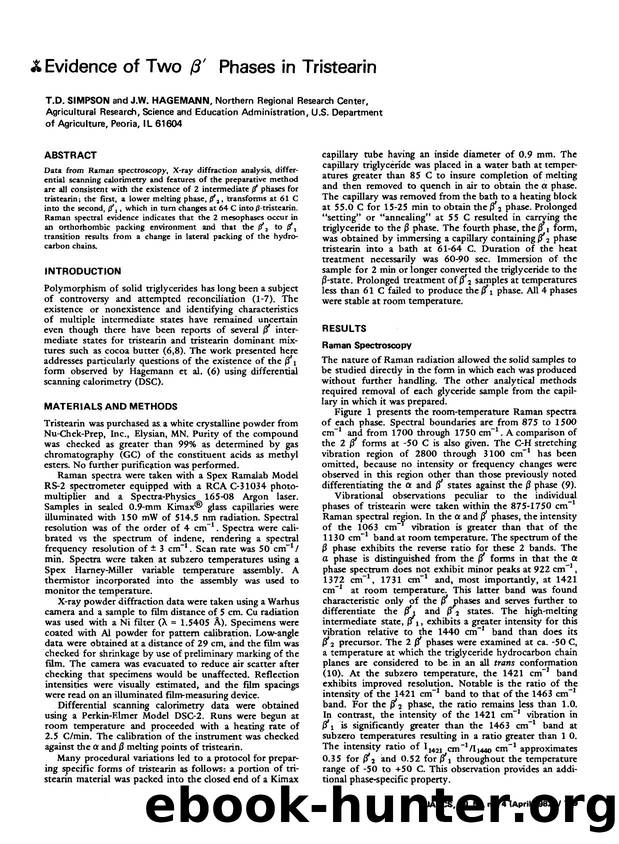 Evidence of two β’ phases in tristearin by Unknown