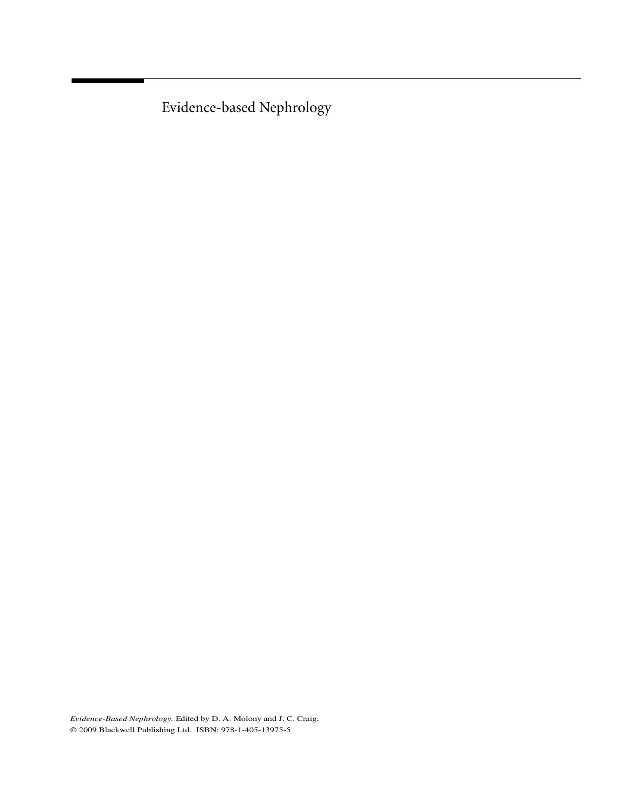 Evidence-based nephrology by Donald A Molony; Jonathan C Craig