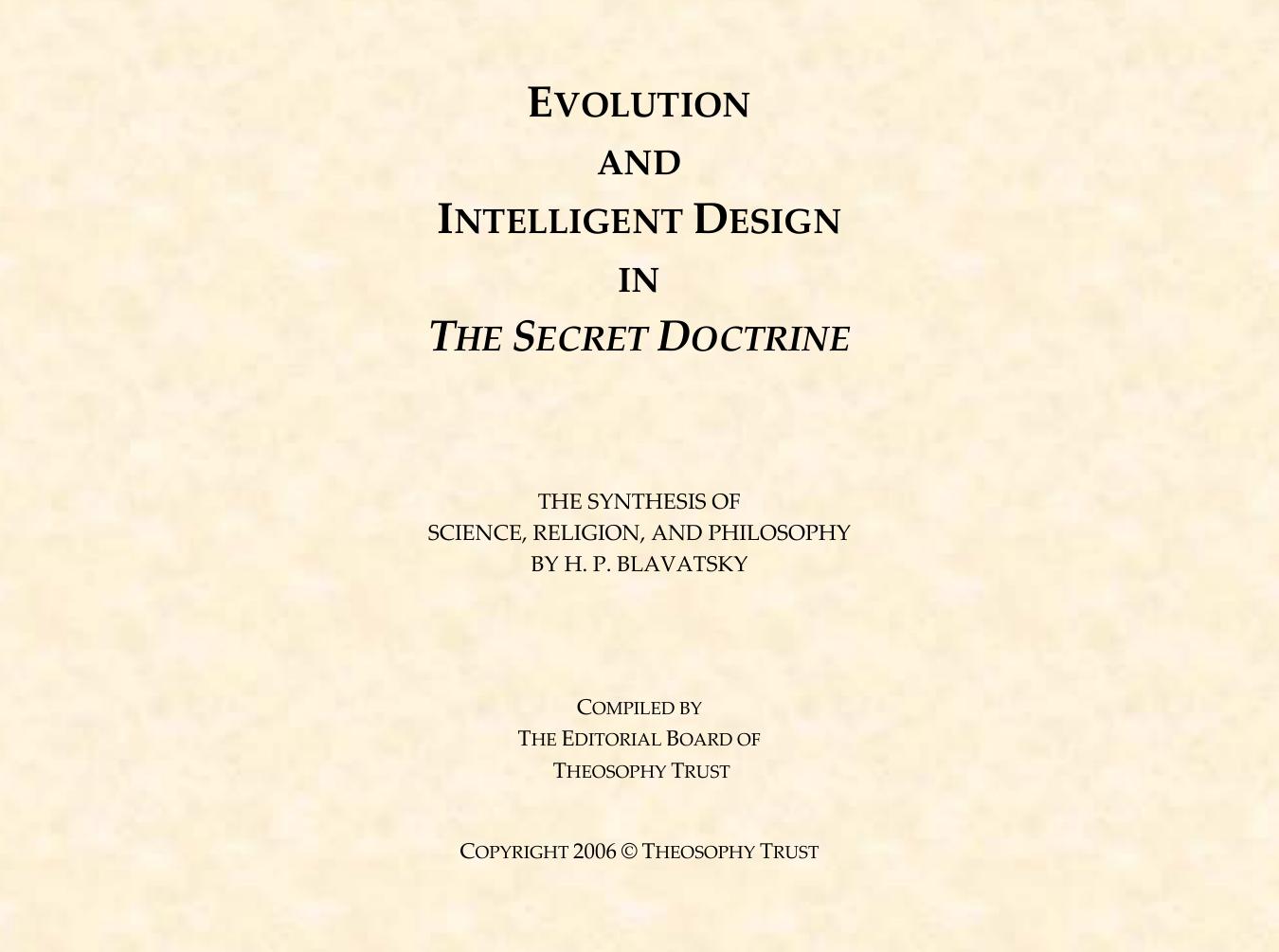 Evolution and Intelligent Design in The Secret Doctrine by Editorial Board of Theosophy Library Online
