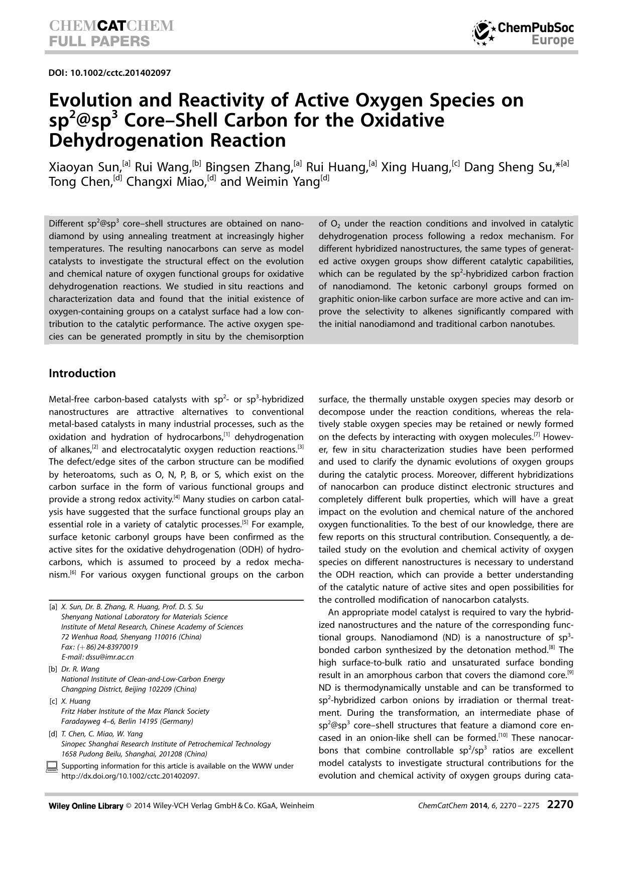 Evolution and Reactivity of Active Oxygen Species on sp2@sp3 CoreShell Carbon for the Oxidative Dehydrogenation Reaction by Unknown