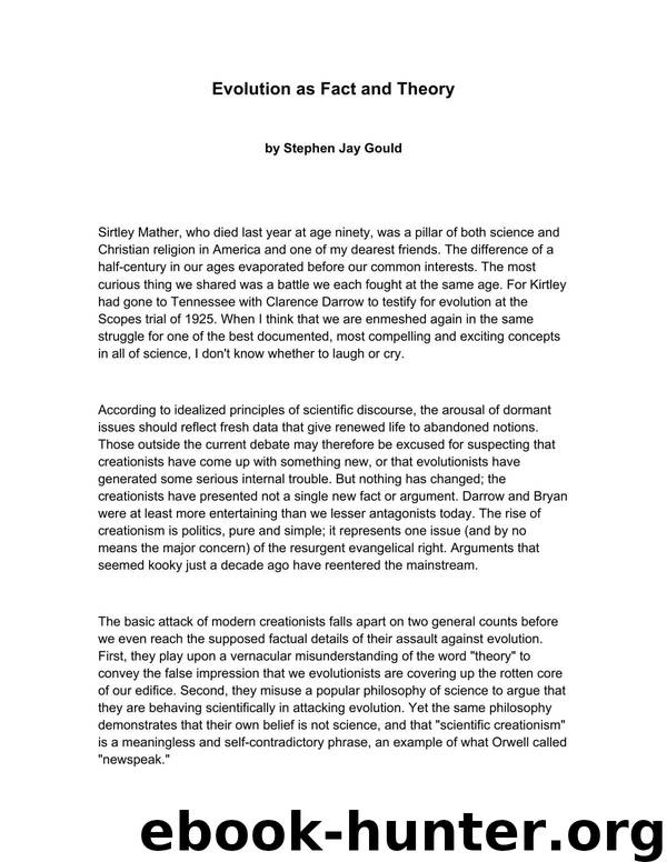 Evolution as fact and theory by S.J. Gould