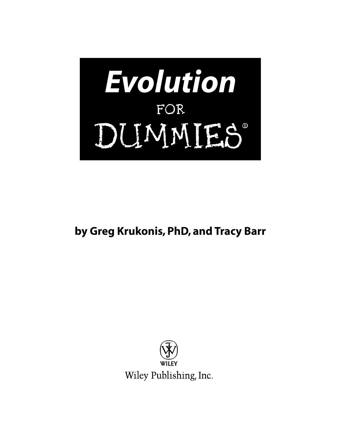 Evolution for dummies by Greg Krukonis PhD Tracy Barr