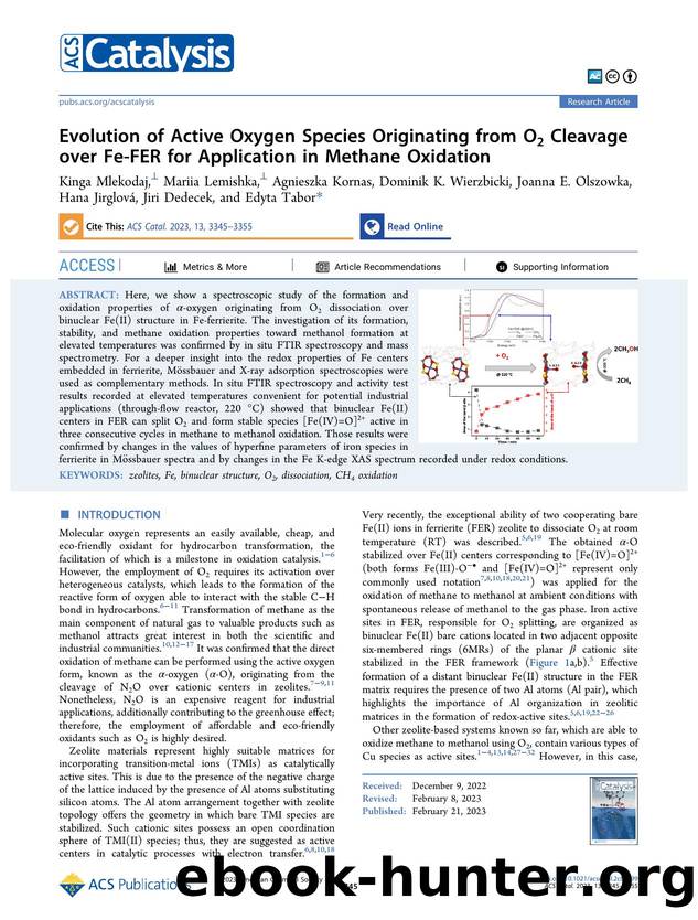 Evolution of Active Oxygen Species Originating from O2 Cleavage over Fe-FER for Application in Methane Oxidation by unknow