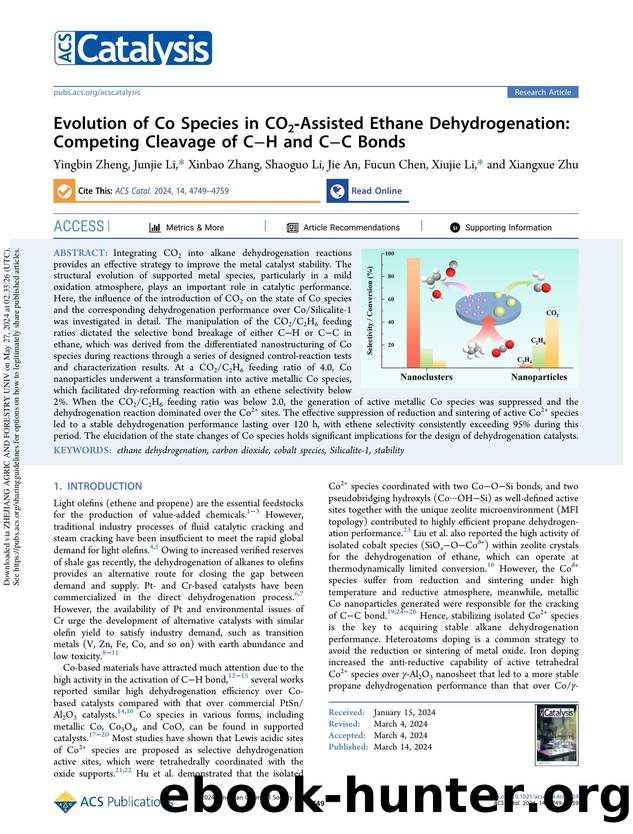 Evolution of Co Species in CO2-Assisted Ethane Dehydrogenation: Competing Cleavage of CâH and CâC Bonds by Yingbin Zheng Junjie Li Xinbao Zhang Shaoguo Li Jie An Fucun Chen Xiujie Li & Xiangxue Zhu