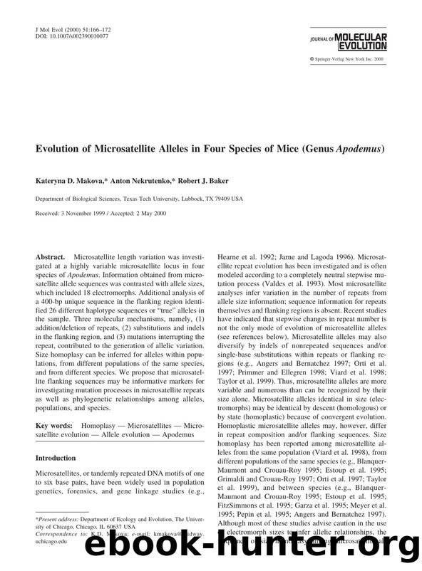 Evolution of Microsatellite Alleles in Four Species of Mice (Genus Apodemus) by Makova K. et al