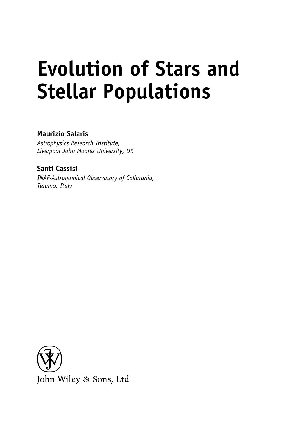 Evolution of Stars and Stellar Populations by Maurizio Salaris