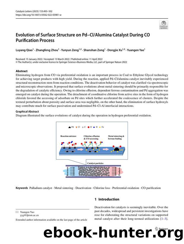 Evolution of Surface Structure on PdâClAlumina Catalyst During CO Purification Process by Luyang Qiao & Zhangfeng Zhou & Yunyun Zeng & Shanshan Zong & Dongjie Xu & Yuangen Yao