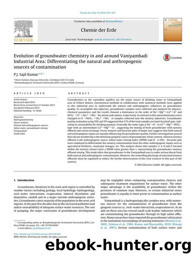 Evolution of groundwater chemistry in and around Vaniyambadi Industrial Area: Differentiating the natural and anthropogenic sources of contamination by P.J. Sajil Kumar