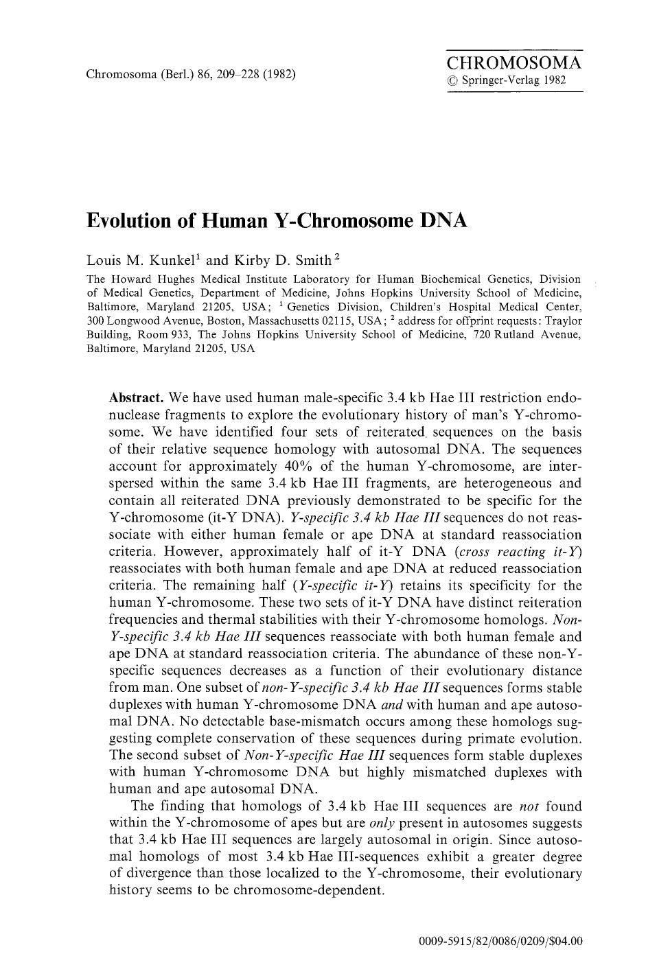 Evolution of human Y-chromosome DNA by Unknown