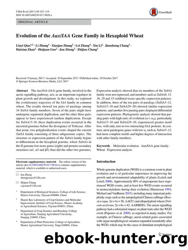 Evolution of the AuxIAA Gene Family in Hexaploid Wheat by Linyi Qiao