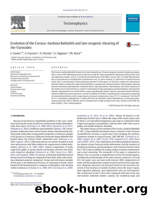 Evolution of the CorsicaâSardinia Batholith and late-orogenic shearing of the Variscides by L. Casini & S. Cuccuru & A. Puccini & G. Oggiano & Ph. Rossi
