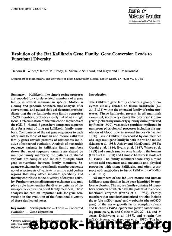 Evolution of the rat kallikrein gene family: Gene conversion leads to functional diversity by Unknown