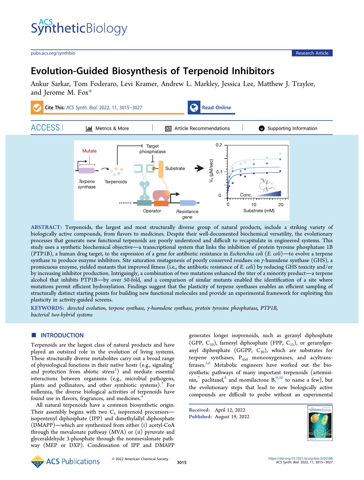 Evolution-Guided Biosynthesis of Terpenoid Inhibitors by unknow