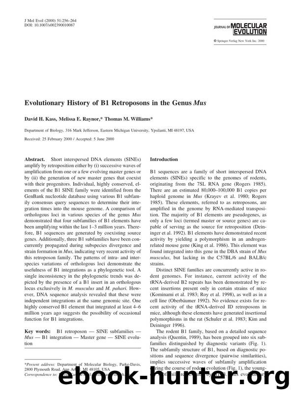 Evolutionary History of B1 Retroposons in the Genus Mus by Kass D. et al
