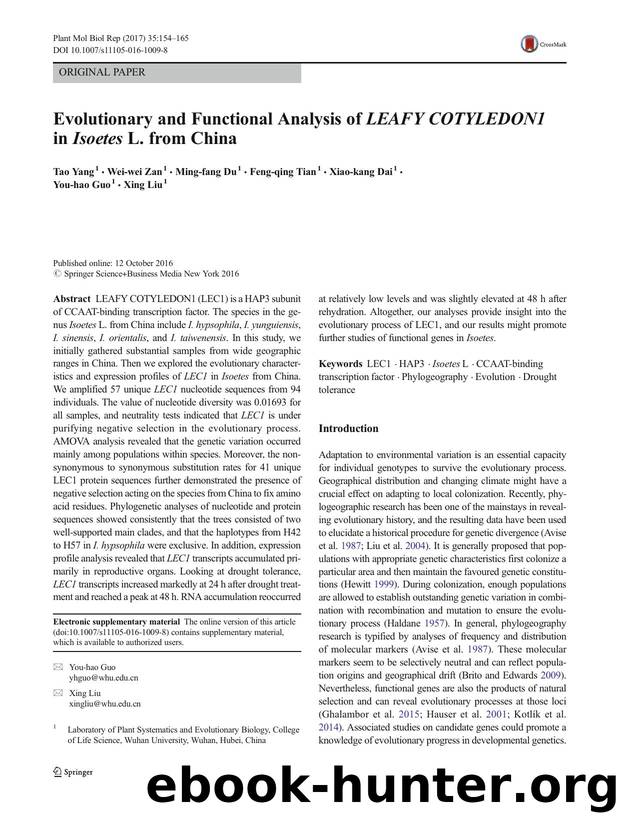Evolutionary and Functional Analysis of LEAFY COTYLEDON1 in Isoetes L. from China by Tao Yang & Wei-wei Zan & Ming-fang Du & Feng-qing Tian & Xiao-kang Dai & You-hao Guo & Xing Liu