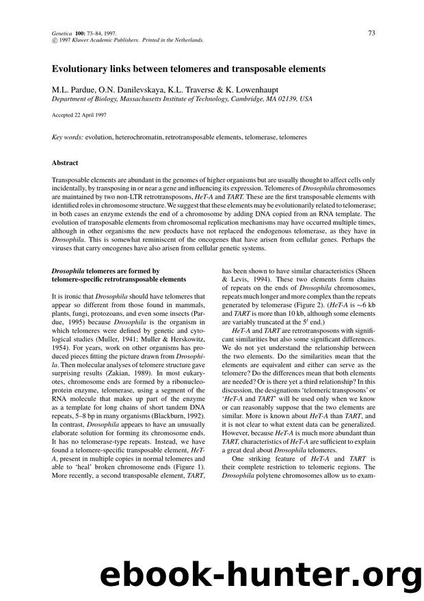 Evolutionary links between telomeres and transposable elements by Unknown