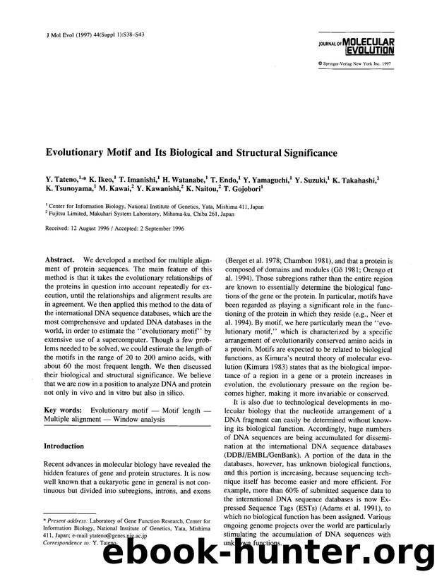 Evolutionary motif and its biological and structural significance by Unknown