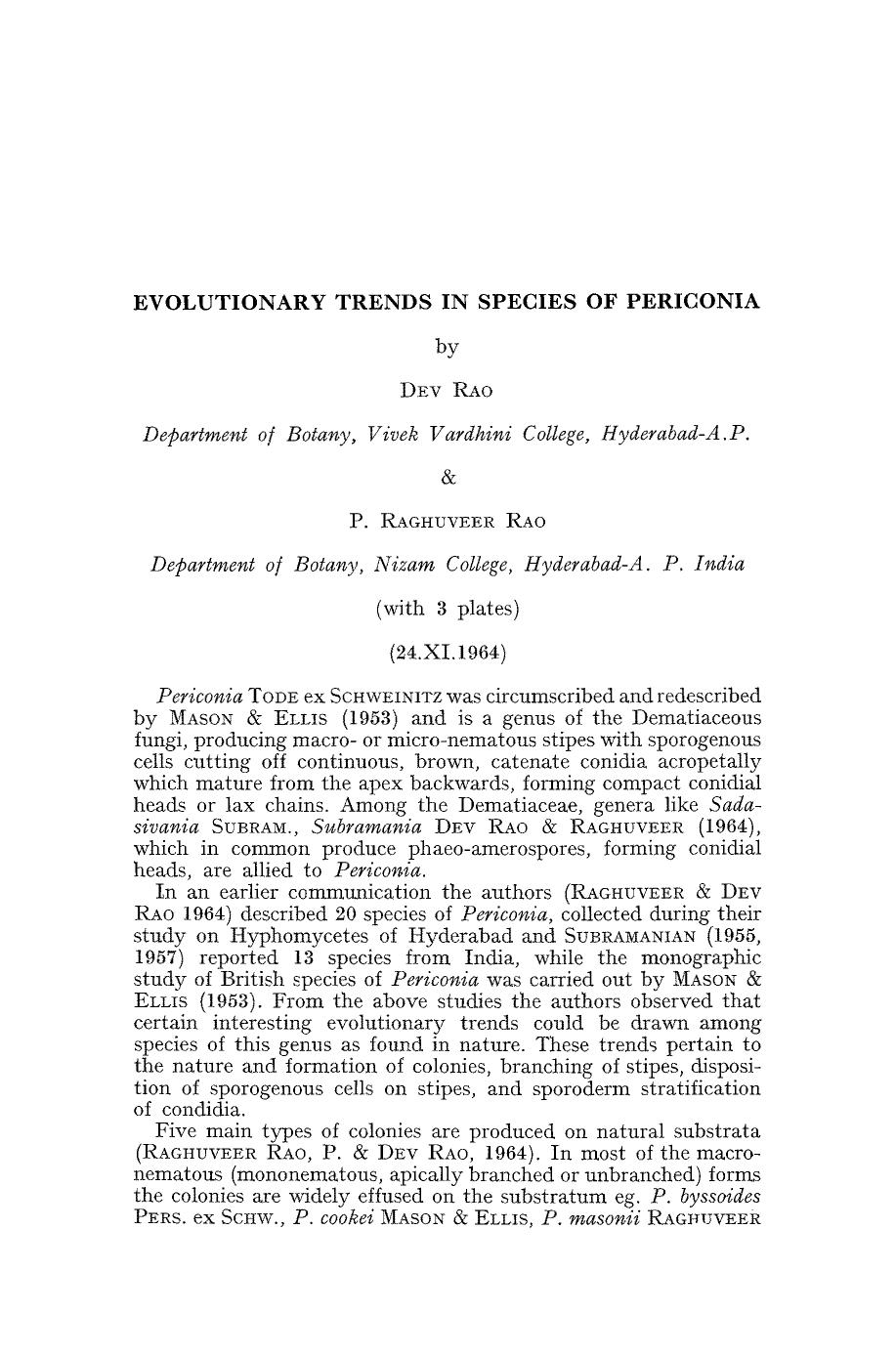 Evolutionary trends in species of Periconia by Unknown