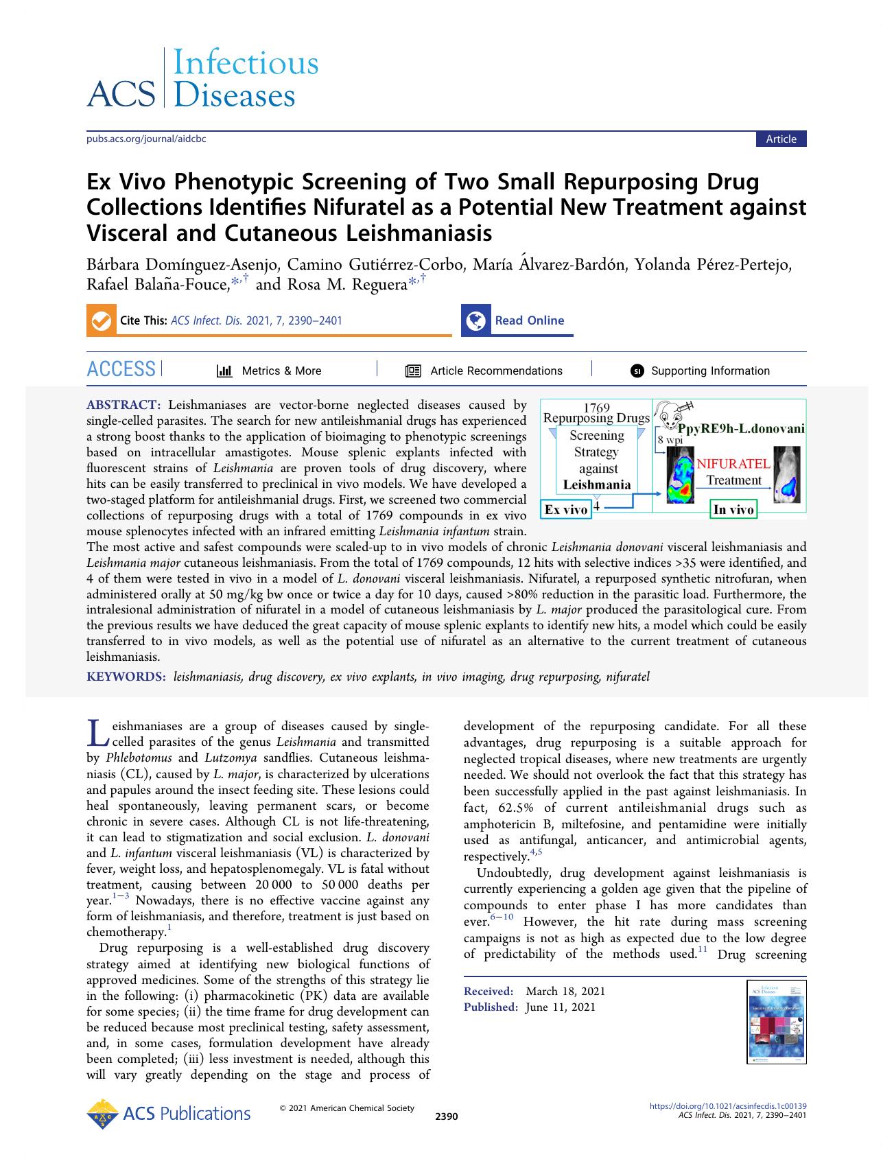 Ex Vivo Phenotypic Screening of Two Small Repurposing Drug Collections Identifies Nifuratel as a Potential New Treatment against Visceral and Cutaneous Leishmaniasis by unknow