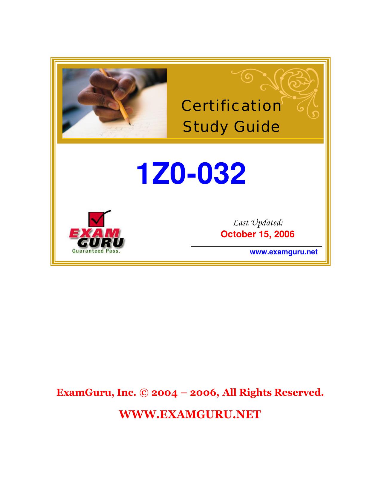 ExamGuru.net Certification Study Guide by ExamGuru.net