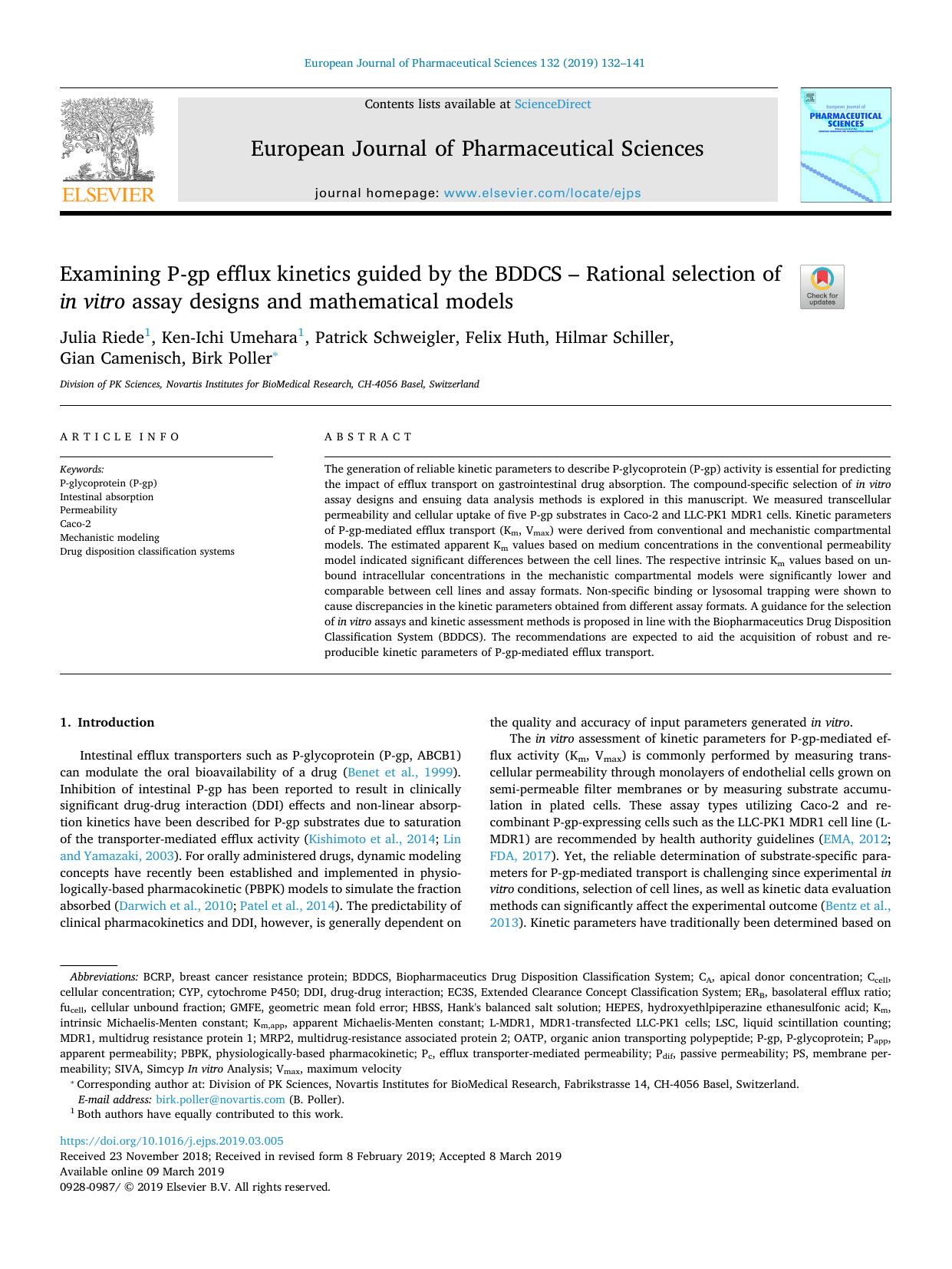 Examining P-gp efflux kinetics guided by the BDDCS â Rational selection of in vitro assay designs and mathematical models by unknow