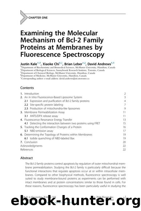 Examining the Molecular Mechanism of Bcl-2 Family Proteins at Membranes by Fluorescence Spectroscopy by Justin Kale & Xiaoke Chi & Brian Leber & David Andrews
