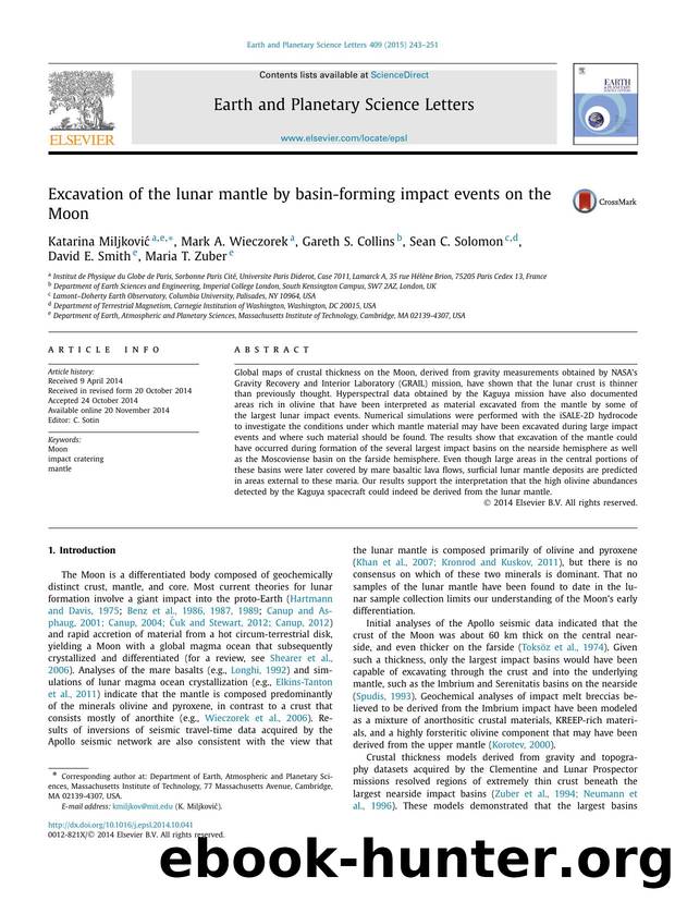 Excavation of the lunar mantle by basin-forming impact events on the Moon by unknow