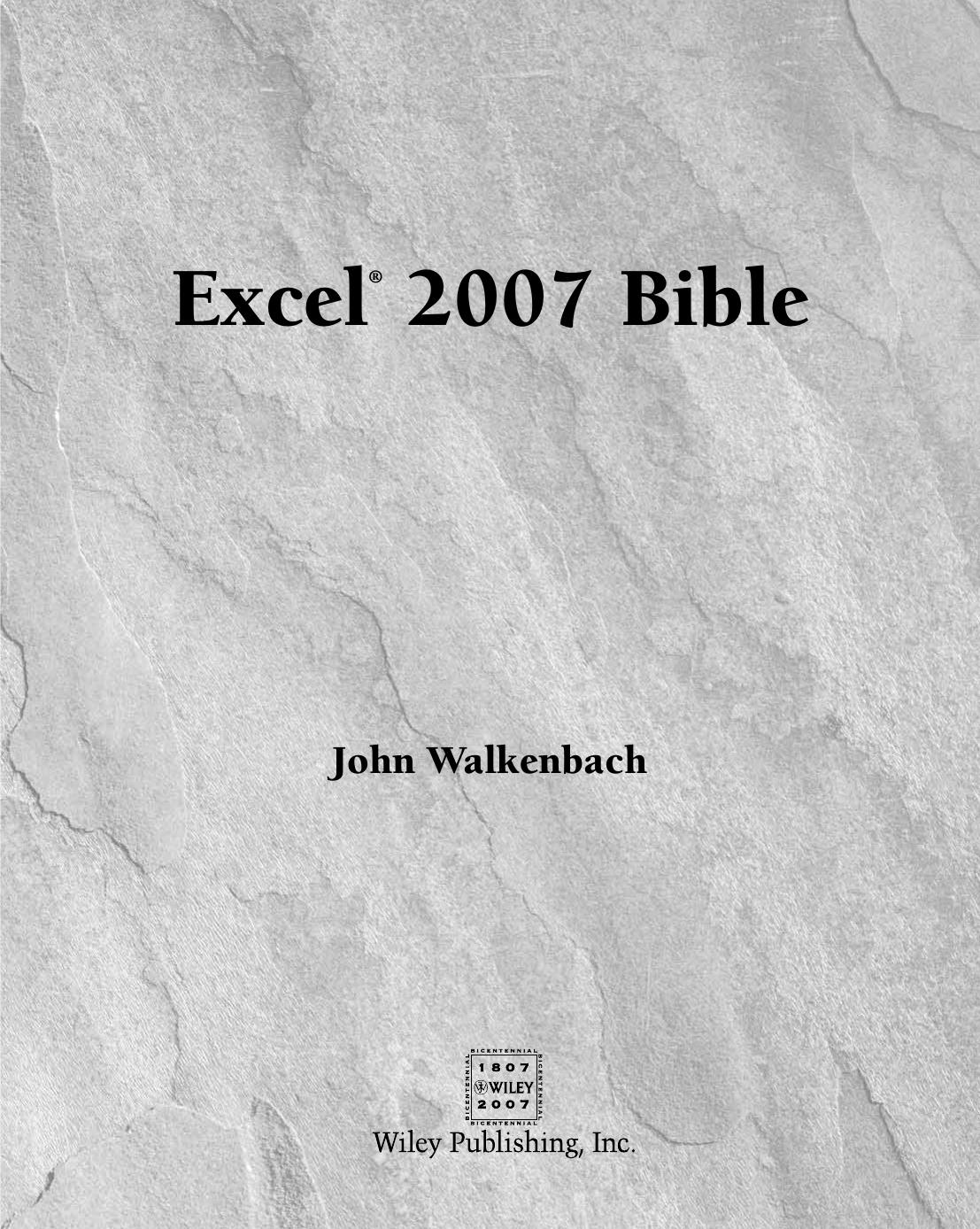 Excel 2007 bible by John Walkenbach