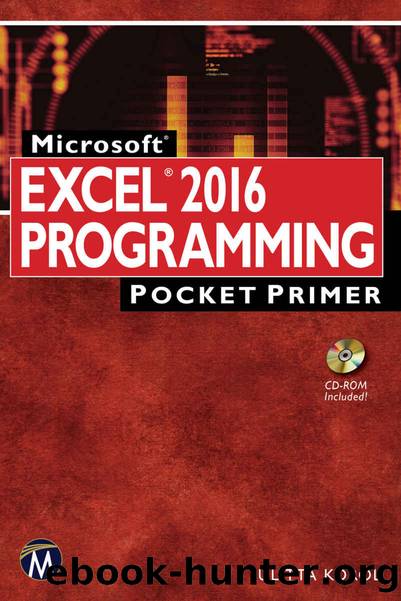 Excel 2016 Programming Pocket Primer by Julitta Korol