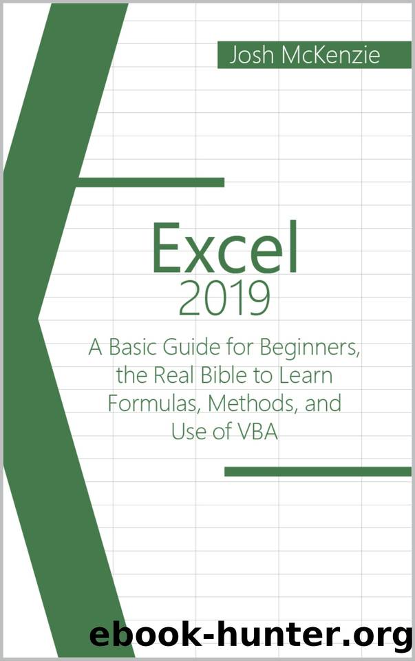 Excel 2019: A Basic Guide for Beginners, the Real Bible to Learn Formulas, Methods and Use of VBA by Josh McKenzie