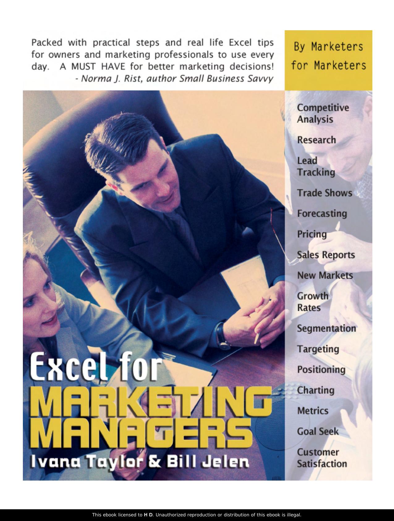 Excel for Marketing Managers by Ivana Taylor Bill Jelen