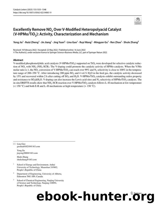 Excellently Remove NOx Over V-Modified Heteropolyacid Catalyst (V-HPMoTiO2): Activity, Characterization and Mechanism by unknow