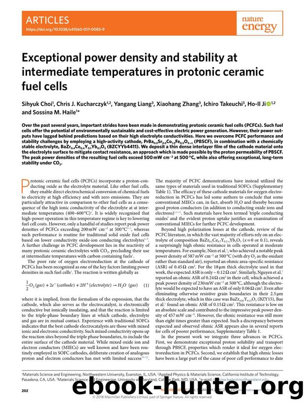 Exceptional power density and stability at intermediate temperatures in protonic ceramic fuel cells by unknow