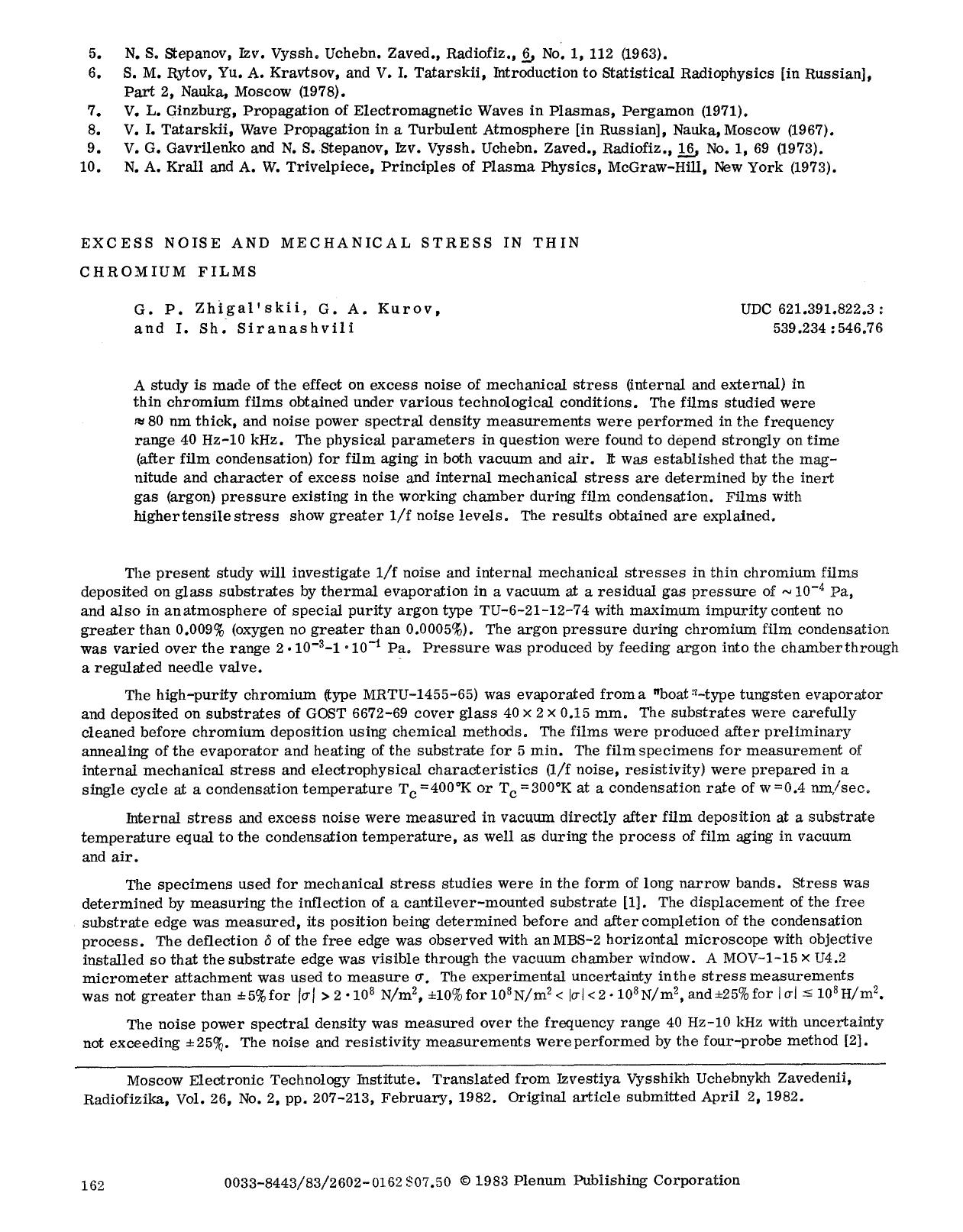 Excess noise and mechanical stress in thin chromium films by Unknown