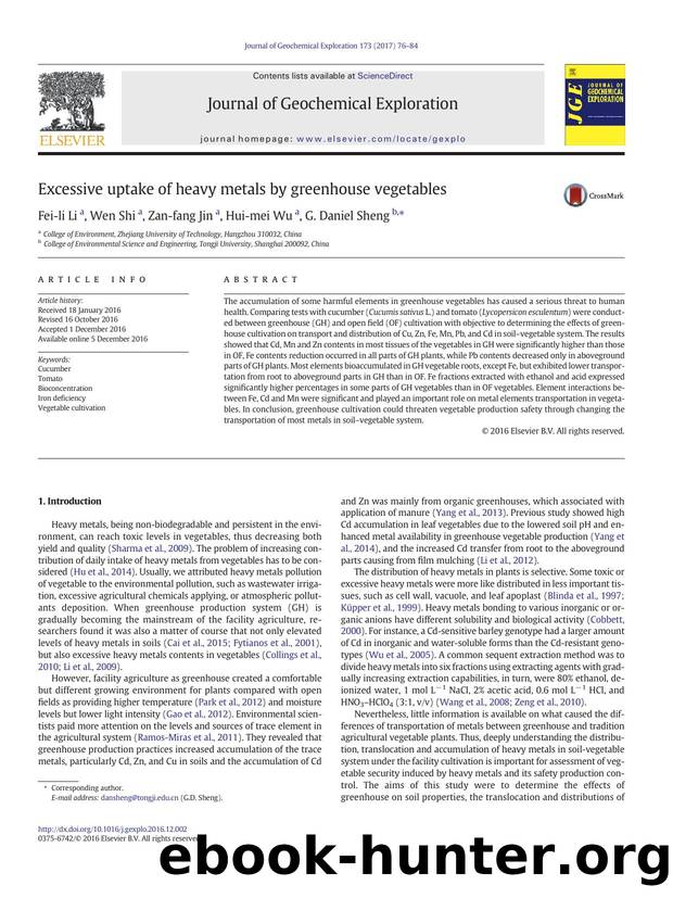 Excessive uptake of heavy metals by greenhouse vegetables by Fei-li Li & Wen Shi & Zan-fang Jin & Hui-mei Wu & G. Daniel Sheng