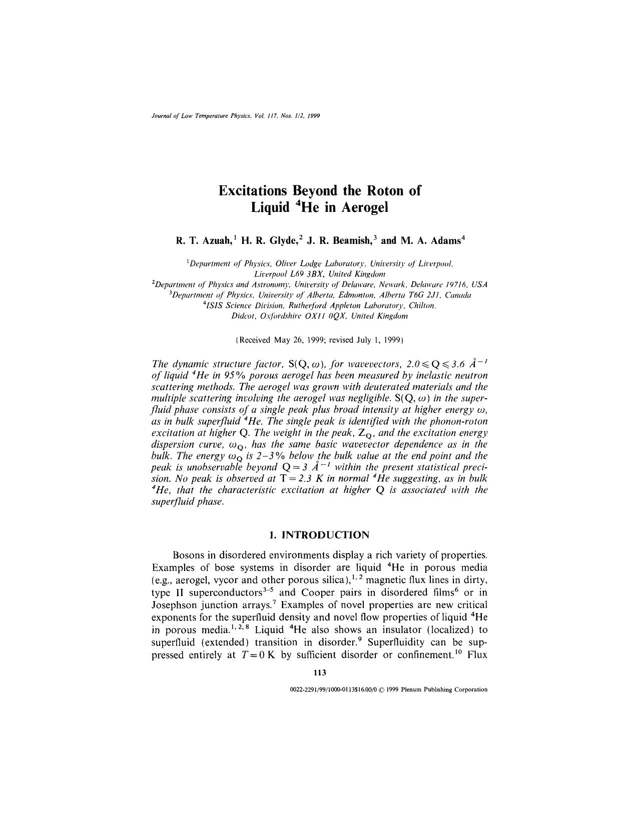 Excitations Beyond the Roton of Liquid <Superscript>4<Superscript>He in Aerogel by Unknown