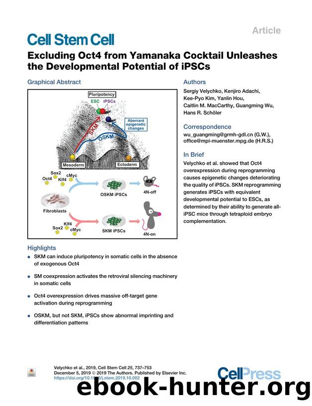 Excluding Oct4 from Yamanaka Cocktail Unleashes the Developmental Potential of iPSCs by unknow