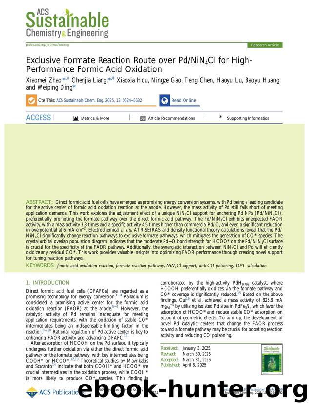Exclusive Formate Reaction Route over PdNiN4Cl for High-Performance Formic Acid Oxidation by unknow